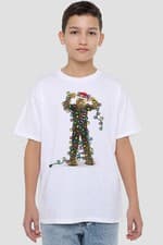Image of Star Wars Christmas Chewbacca Tangled Lights Kids T-Shirt White