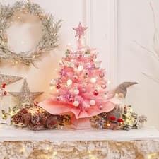 Image of 60CM Long Tabletop Artificial Small Mini Christmas Tree W/ LED Lights Decor 2025