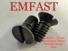 Image of 1/4 x 1/2 inch long bsw countersunk slotted flat head machine screw steel slot