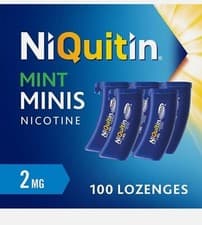 Image of NiQuitin Mint Minis Lozenges – 2 mg | Stop Smoking Aid | 100 Minis | Exp 2026