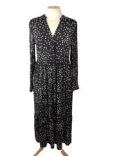 Image of Spot Print Dress Midi Mint Velvet Black White Polka Dots RRP £119 UK 6 NEW