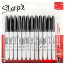Image of Sharpie Pens Permanent Marker Fine Point BLACK - 12 PACK OF PENS