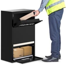Image of BELOFAY Black Parcel Drop Box Small High Capacity Outdoor Tall Mail Box Parcel