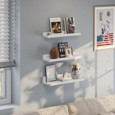 Image of 3pcs Wall Mounted Floating Shelves Display Unit Hanging Storage Shelves White