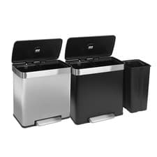 Image of 60L Double Kitchen Pedal Bin Soft Close Stainless Steel Recycling Bin (2 x 30L)