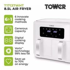 Image of Tower Dual Basket Air Fryer T17137WHT Vortx 8.5L White