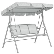 Image of Outsunny Metal Swing Chair Garden Hammock 3 Seater Patio Bench w/ Canopy, Grey