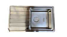 Image of Single Bowl Inset Chrome Stainless Steel Kitchen Sink & Drainer