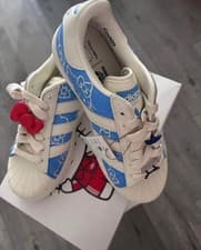 Image of Hello Kitty Adidas Blue Burst Superstar XLG Size 9 Brand New In Box Sold Out