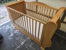 Image of Mamas and Papas light contemporary sleigh cot