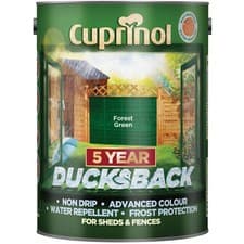 Image of Cuprinol 5092438 Ducksback 5 Year Waterproof for Sheds & Fences Forest Green 5L
