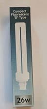 Image of 1x 26W Crompton G24d-3, 2 pin CFL Light Bulbs, 840 4000K Low Energy PL PLC Lamp