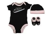 Image of Nike Baby Girls Set 3 Pieces Romper Black Pink 0 - 6 Months Nike