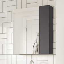 Image of Wall Mounted 600mm Bathroom Mirrored Cabinet Gloss Grey Soft Closing Door