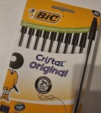 Image of BRAND NEW PACK - Bic Cristal Ballpoint Pen 1.0Mm Tip 0.32Mm Line Black Pack 10