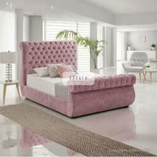 Image of Chesterfield Velvet Upholstered Panel Bed Frame Double Super King Storage Bed UK