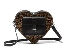 Image of Dr. Martens Leather Heart Shaped Backpack, Black Kiev+Leopard Hair-On