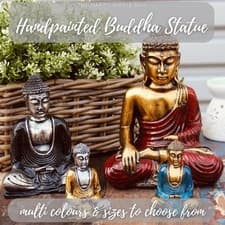 Image of Thai Buddha Statue Ornament Figurine Hand Painted Sitting Meditation Buddha Home