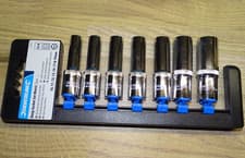 Image of Silverline 7 piece Metric Deep Socket Set, 1/2" Drive, 6-pt, sizes 10-19mm - NEW