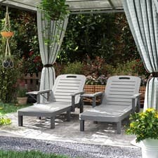 Image of Set of 2 Resin Reclining Sun Loungers for Garden