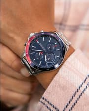 Image of NEW TOMMY HILFIGER MENS WATCH STAINLESS STEEL STRAP BLUE DIAL TH1791718 GENUINE