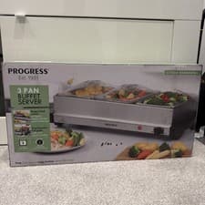 Image of Progress 3 Pan Buffet Server Food Warmer Hot Plate Stainless Steel Opened Box