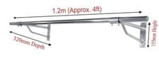Image of Garment clothes rail wall mounted hanging rail display 3Ft 4ft 5ft 6ft Tubing