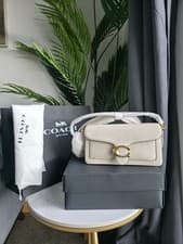 Image of Coach Tabby Shoulder Bag 26 B4/Chalk White Pebble Leather New with Tags