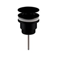 Image of Nuie Bathroom Push Button Basin Waste Slotted Unslotted Matt Black Round Plug