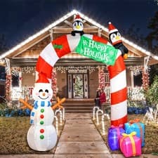 Image of GIANT Christmas Arch Inflatable with Santa Snowman With LED Lights Outdoor Decor