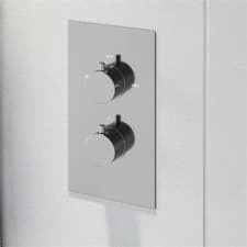Image of Round Thermostatic Mixer Shower Valve - Concealed Twin Outlet Silver, Chrome