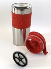 Image of BODUM Travel French Press Coffee Maker Set, Stainless Steel with Extra Lid,350ml