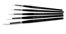 Image of Synthetic Sable Brush White Round Watercolour Acrylic Oil Set of 5 Major Brushes