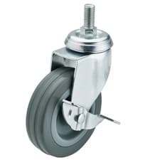 Image of Draper Swivel Bolt Fixing Rubber Castor & Brake 100mm Diameter S.W.L 80kg 65481