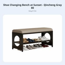 Image of Cushiunifiedd Bench with Shoe Shelves Multi-Tier Storage for Living Room,