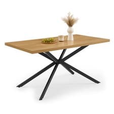 Image of 6 Seater Dining Table, Rectangular Natural Wood Effect Kitchen Table, Vonhaus