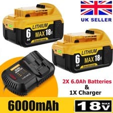 Image of 2 Pack 6.0Ah Battery & DCB112 Charger For DeWalt 18V Li-ion DCB180 DCB184 DCB182