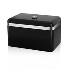 Image of SWAN Retro Black Breadbin SWKA1010BN - Vintage Design Kitchen Bread Bin in Black