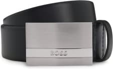Image of Boss Mens Baxton Leather Belt Black Size 110cm ( fits 40” ) RRP £89 New