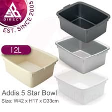 Image of Addis 5 Star Plastic Rectangular Washing Up Bowl with Handles for Kitchen│InUK
