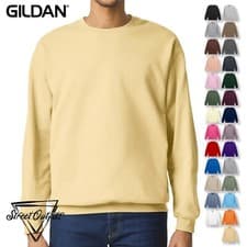 Image of Gildan Fleece Crew Neck Sweatshirt Plain Soft Cotton Pullover Jumper Casual Top