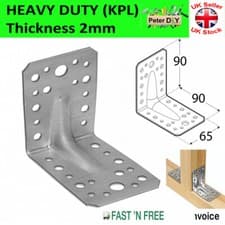 Image of ANGLE BRACKET 2mm Thick HEAVY DUTY Corner Reinforced Galvanised Zinc Plated