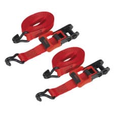 Image of Sealey Ratchet Tie Down 32mm 4.9m Polyester Webbing J Hooks 1200kg TD41248JD