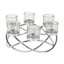 Image of Hestia Glass/Metal 6 Tealight Holder Silver Circular