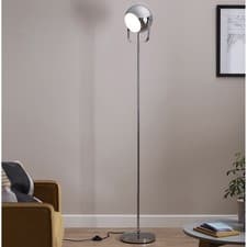 Image of Floor Lamp Round Metal Shade Chrome Effect Roccheta Livingroom Bedroom (H)1660mm