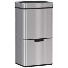 Image of HOMCOM 72L Recycling Sensor Bin Stainless Steel 3 Compartments For Both Wet/Dry