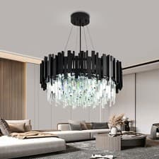 Image of Modern E14 Crystal Chandelier Dimmable Round LED Ceiling Light Pendant Lights