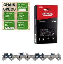 Image of 20" OREGON 21LPX078 Chainsaw Chain .325" .058" 1.5mm 21LPX078E 21LPX078X