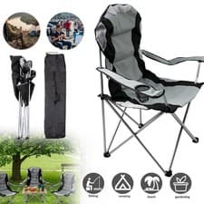 Image of Steel Frame Folding Chair with 2 Armrests, Fast Fold Design for Camping Picnic