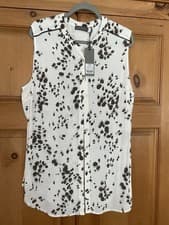 Image of Mint Velvet Ivory Animal Print Sleeveless button up Blouse Size 18 BNWT
